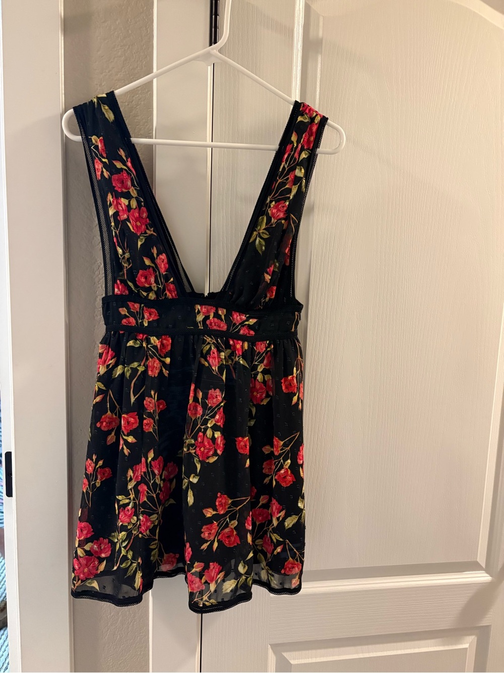 NBD Isaac Red Floral Swiss Dot Mesh Mini Dress - Size XS